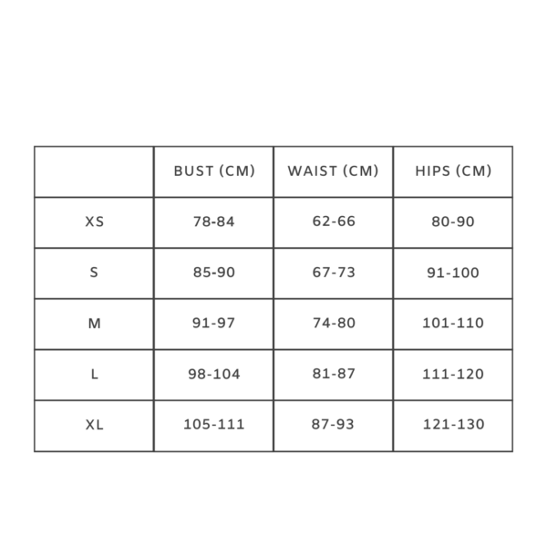 Size chart • Luminescence Collection